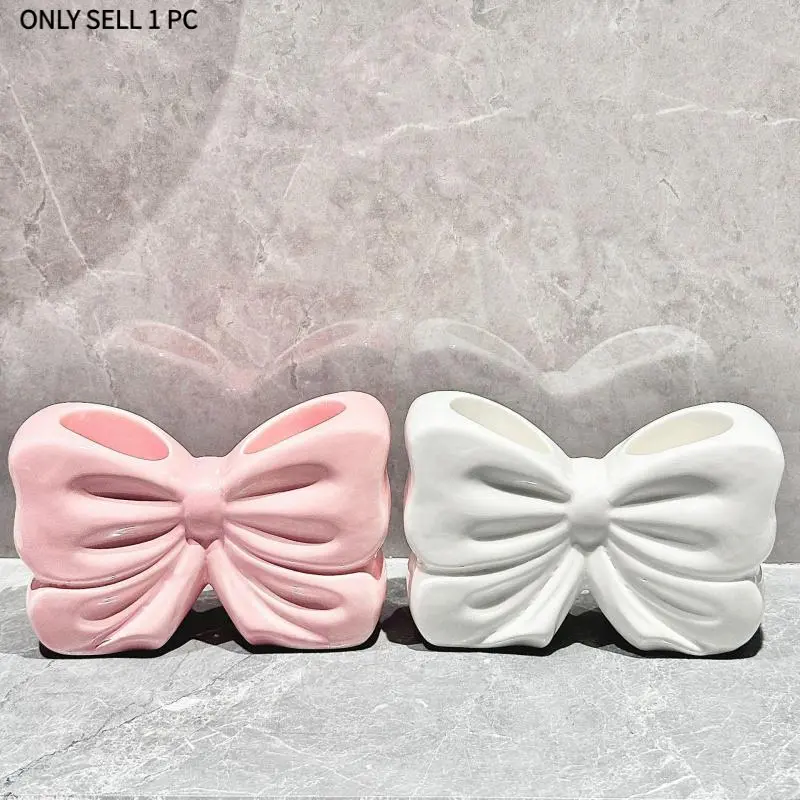 Pink Bow Desk Organizer, Multi Purpose Organizer, Multi-Functional Pen/Pencil Holder, Makeup Brush Stand, Toothbrush Holder for Home/Office/Bathroom