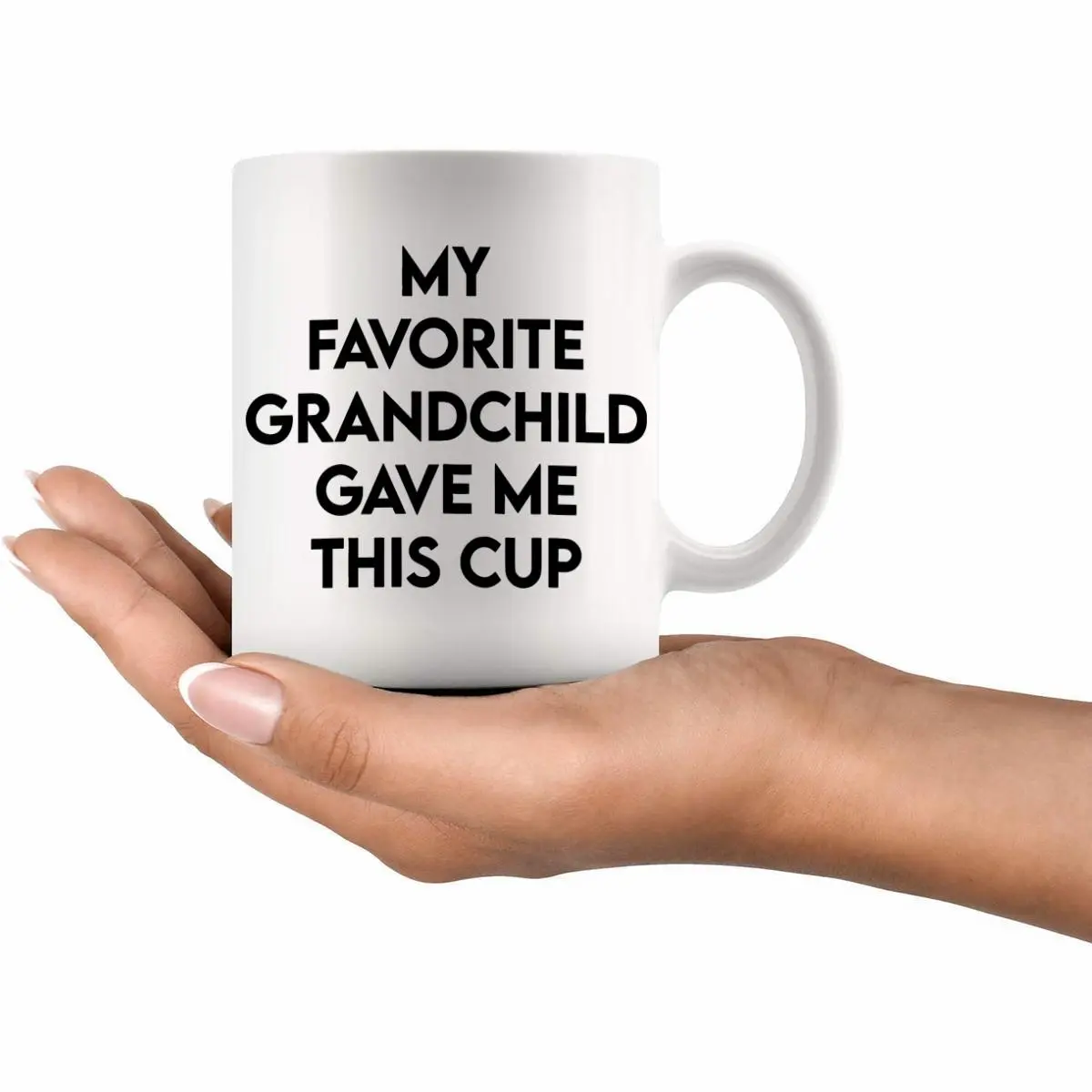 11oz Coffee Mug, 1 Count Favorite Grandchild Gave Me This Cup Letter Heat Resistance Ceramic Mug, Unique Warm Birthday Gift for Grandpa Grandma, Funny Coffee Mugs, Funny Gift Mug, Kitchenware