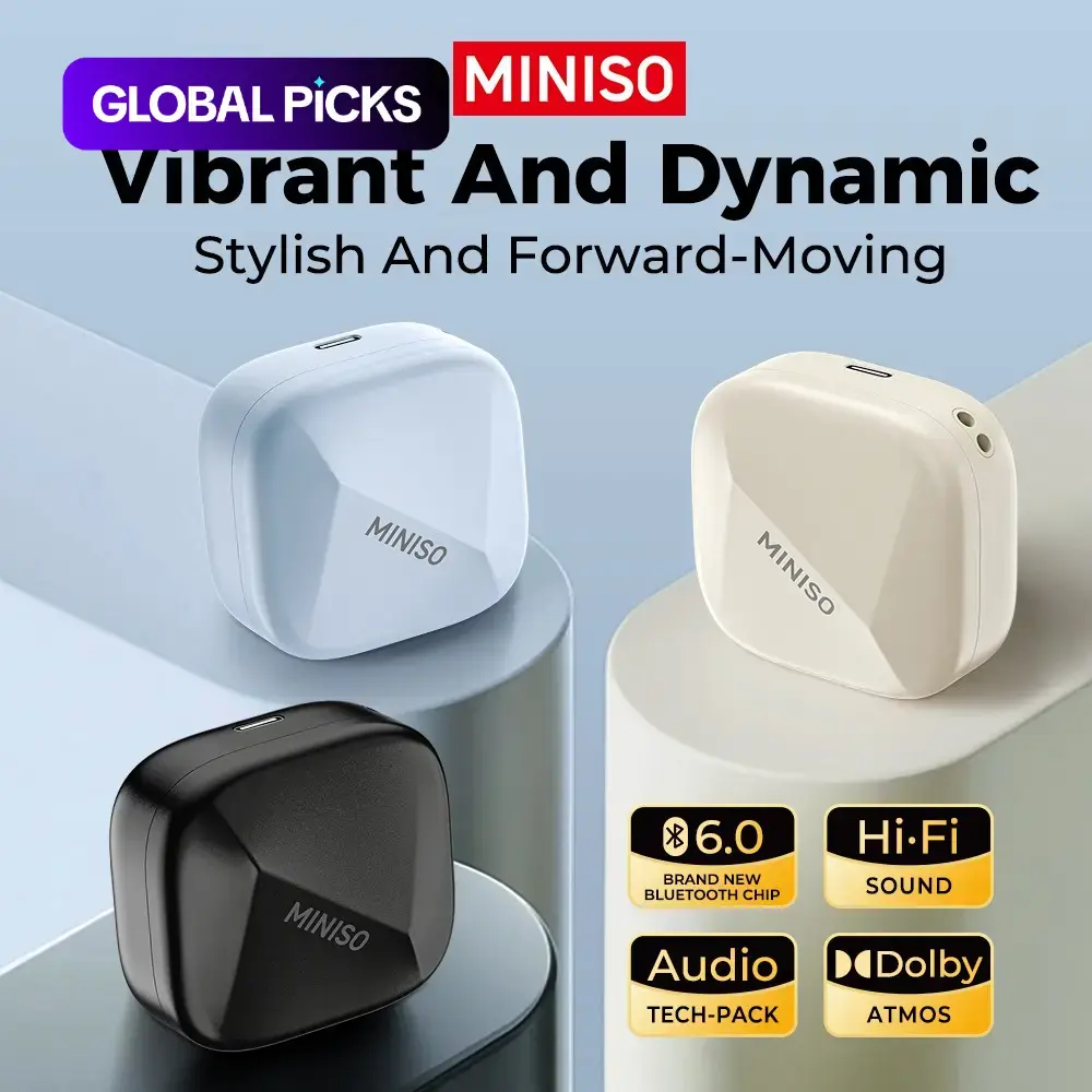 MINISO MS119 Wireless Translation Earbuds Headphone, Wireless Earphone, Bluetooth 6.0, Real-Time Translation for 135 Languages via App, Natural Sound Quality, Audio, Mobile, 30-Hour Battery Life, for Business & Travel #GLOBAL PICKS