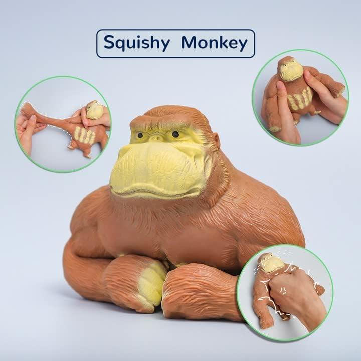 Stress Relief Squeezing Monkey Toy - Soft Gorilla Figure for Kids and Adults - Squishy and Stretchy - HIGH-END TPR Material - Strong and Reliable