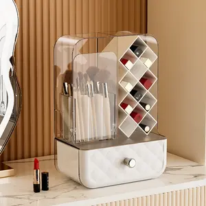 Bedroom Vanity Cosmetic Storage Organizer, Dustproof Storage Case, ideal for skincare products, makeup brushes, lipsticks and drawer tidying.