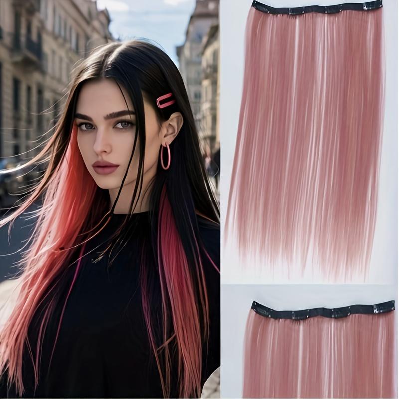 Extra Long 55.5cm One Piece Clip In Hair Extensions Long Straight Synthetic Hairpiece Easy Application For Daily And Festival Wear