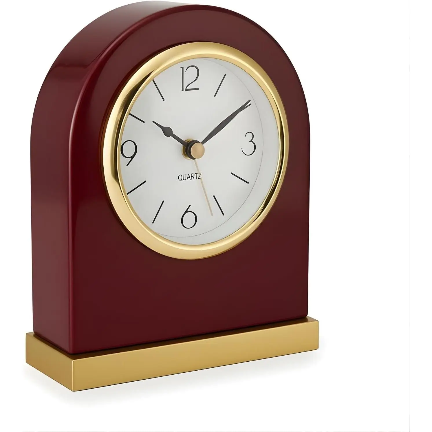 Classic Vintage Rosewood Mantel Clock - Mid-Century Analog Desk Alarm with German Quartz Quiet Motion, Snooze, Backlight, Lacquered Wood - Decorative Home/Office Accessory, Birthday Gift for Women