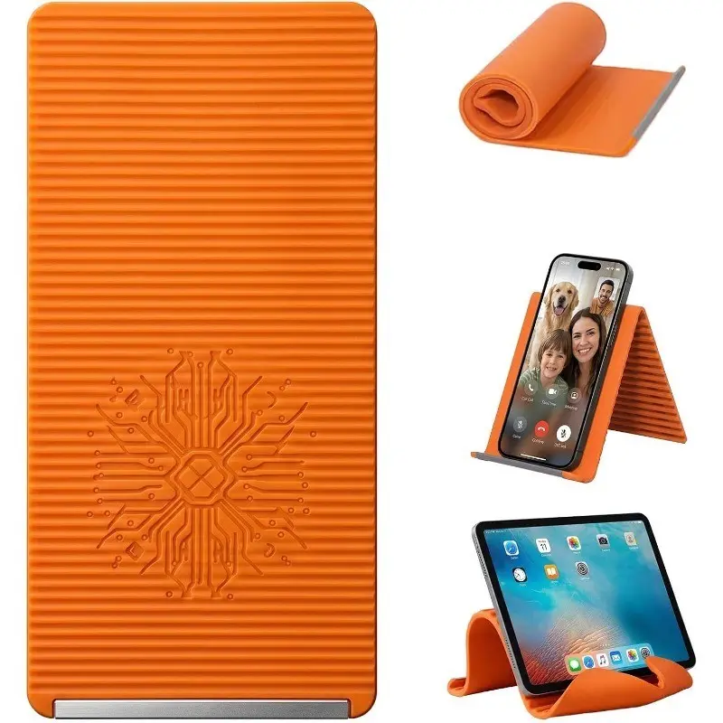 Portable Foldable Silicone Smartphone Tablet Holder, Universal Flexible Tablet Stand, Multi-Angle Adjustable Anti-Slip Desktop Mount