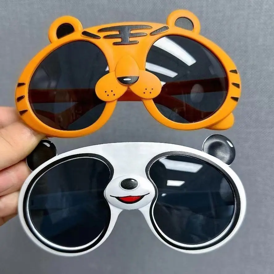 Unisex Kids' Polarized Sunglasses, Cute Panda & Tiger Silicone Frames with UV Protection for Outdoor Travel & Play, Children, Silicone Version (Non-Polarized), Pink Silicone Little Tiger - Non-Polarized