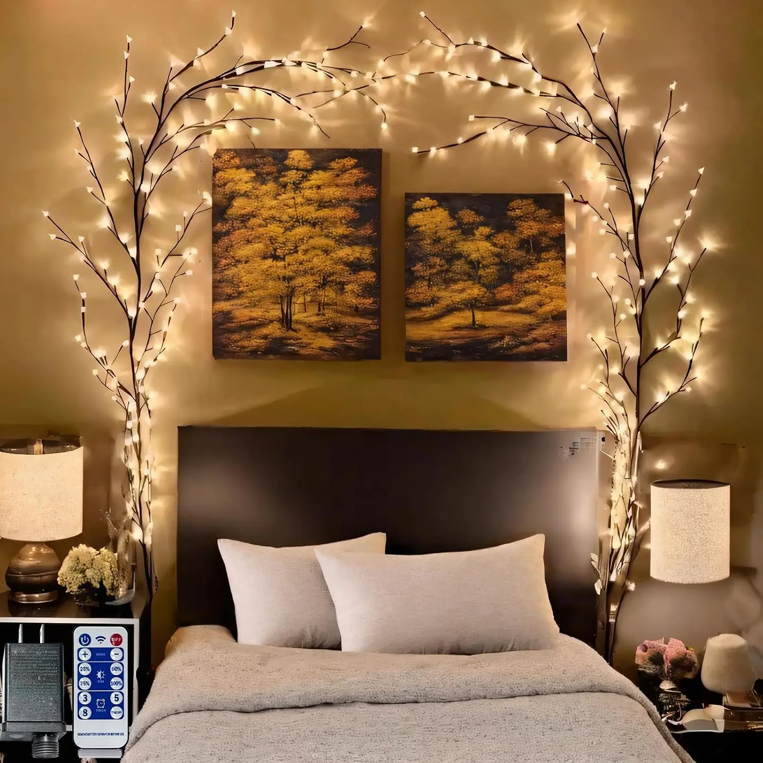 Enchanted Willow Vine Party Lights with Remote & Timer, 7.5Ft 144LED Artificial Tree Branches for Bedroom Wall Decor, Room Decor & Christmas Festive Decorations