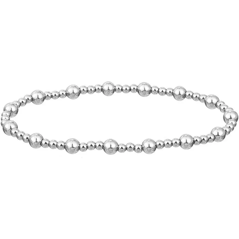 Stainless Steel Beads Bracelet Mixcolor Beads  Plated Stretch Bangle Bracelet for Women