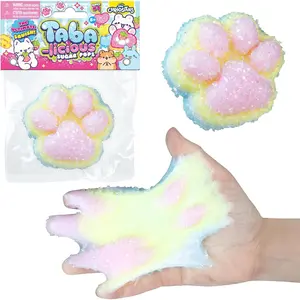 ORB Tabalicious Sugar Pops TABA Rainbow Cat Paw Squishy Toy - Blue, White, Yellow, Pink Cat Paw with Sparkles - Soft Sticky TABA Squishies - Fun Squishy Stress Ball Kawaii Fidget Toys for Kids, Adults