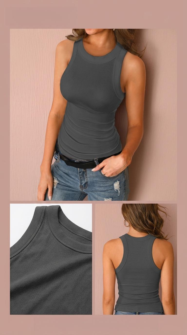 Serenade Ribbed Knit Tank 2026 Summer Women's Solid Color Vest Casual Versatile