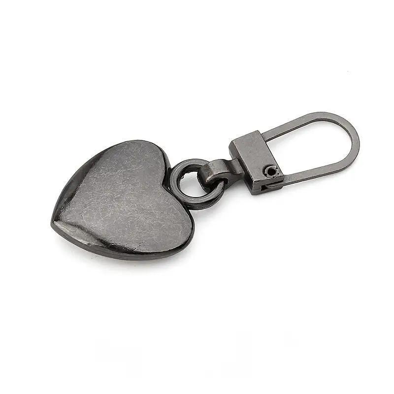 Heart Shaped Zipper Pull Replacement, 5 Counts Detachable Metal Zipper Pull Kit, Accessory for Coats Backpacks Jackets Pants Jeans Suitcase Purses Handbags