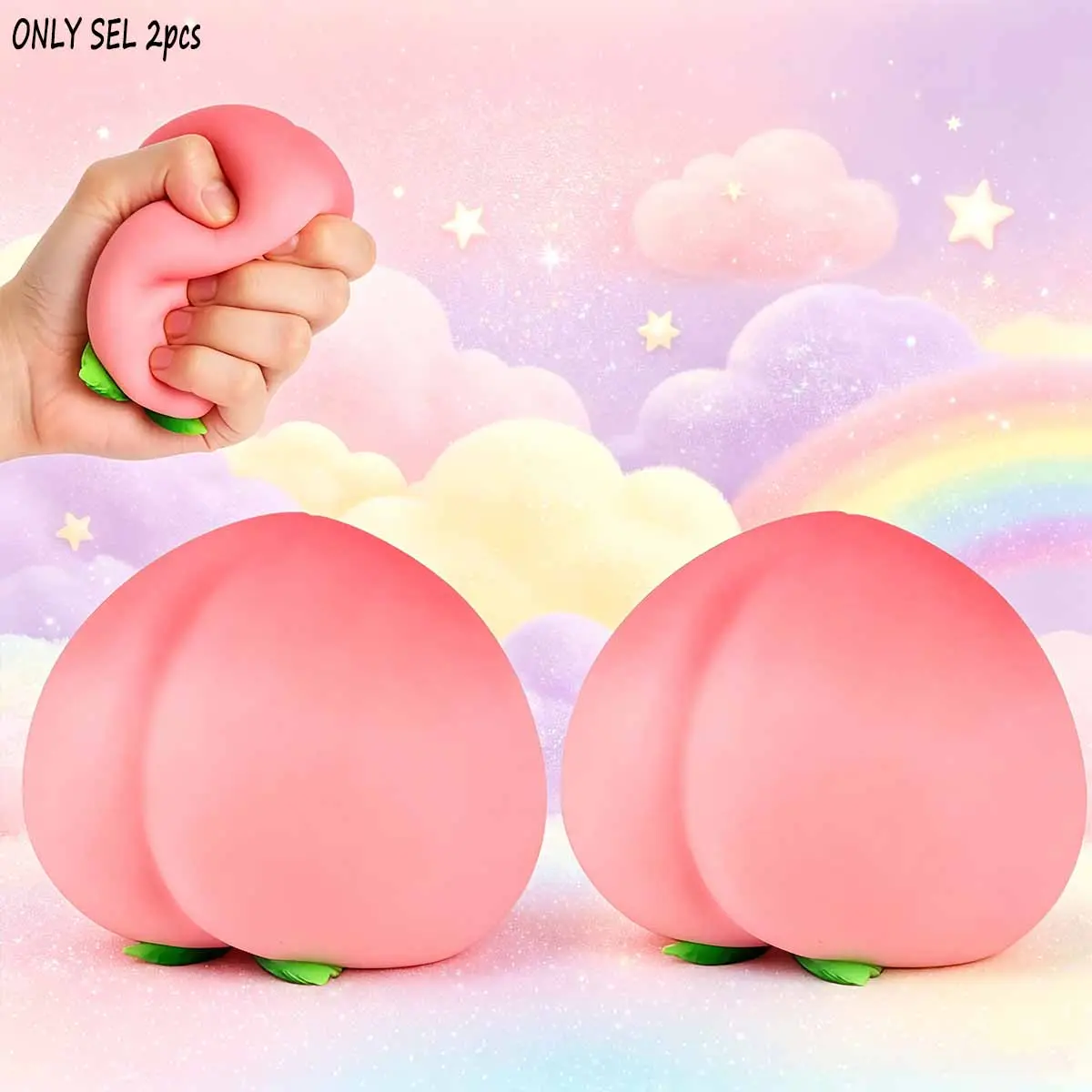 Peach Squishies Slow Rising Stress Relief Toy,Squishies Peach,Fruit Squishie, Sensory Fidget Toy for Anxiety, Portable Jumbo Peachs Squishie Squeeze Ball for Office, Classroom