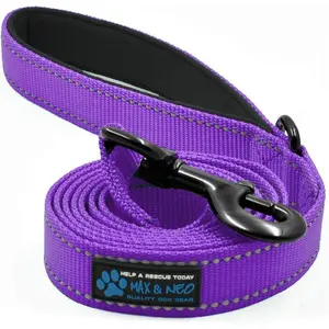 Max and Neo Reflective Nylon Dog Leash - We Donate One for Every Sold (Purple, 6ft)