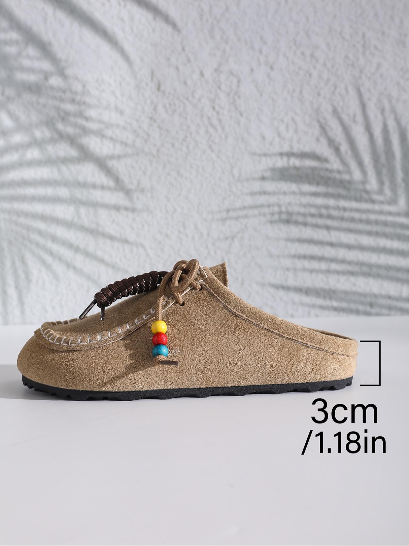 2025 New Women's Round-Toe Cork suede Clog Mules –Boho Beaded Suede Tassel Mules – Women’s Vintage Slip-On Clogs with Arch Support, Soft Cork Sole, and Colorful Beads – Cozy Fall Flats for Walking & Home Foot Clogs