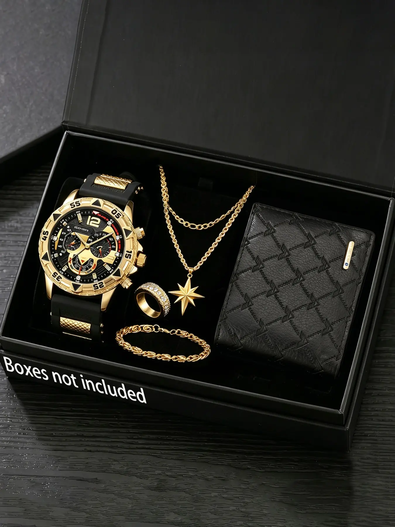 5pcs Men's Quartz Watch Set, Large Digital Dial, Analog Watches, Quartz Wristwatches, Casual Style, Perfect Gift for Father's Day, Graduation, Birthday, Anniversary