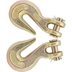 2PACK 3/8" Chain Hooks, Grade 70 Heavy Duty Clevis Grab Hook for Trucking Towing & Industrial Chains-26,000 lb Load Capacity