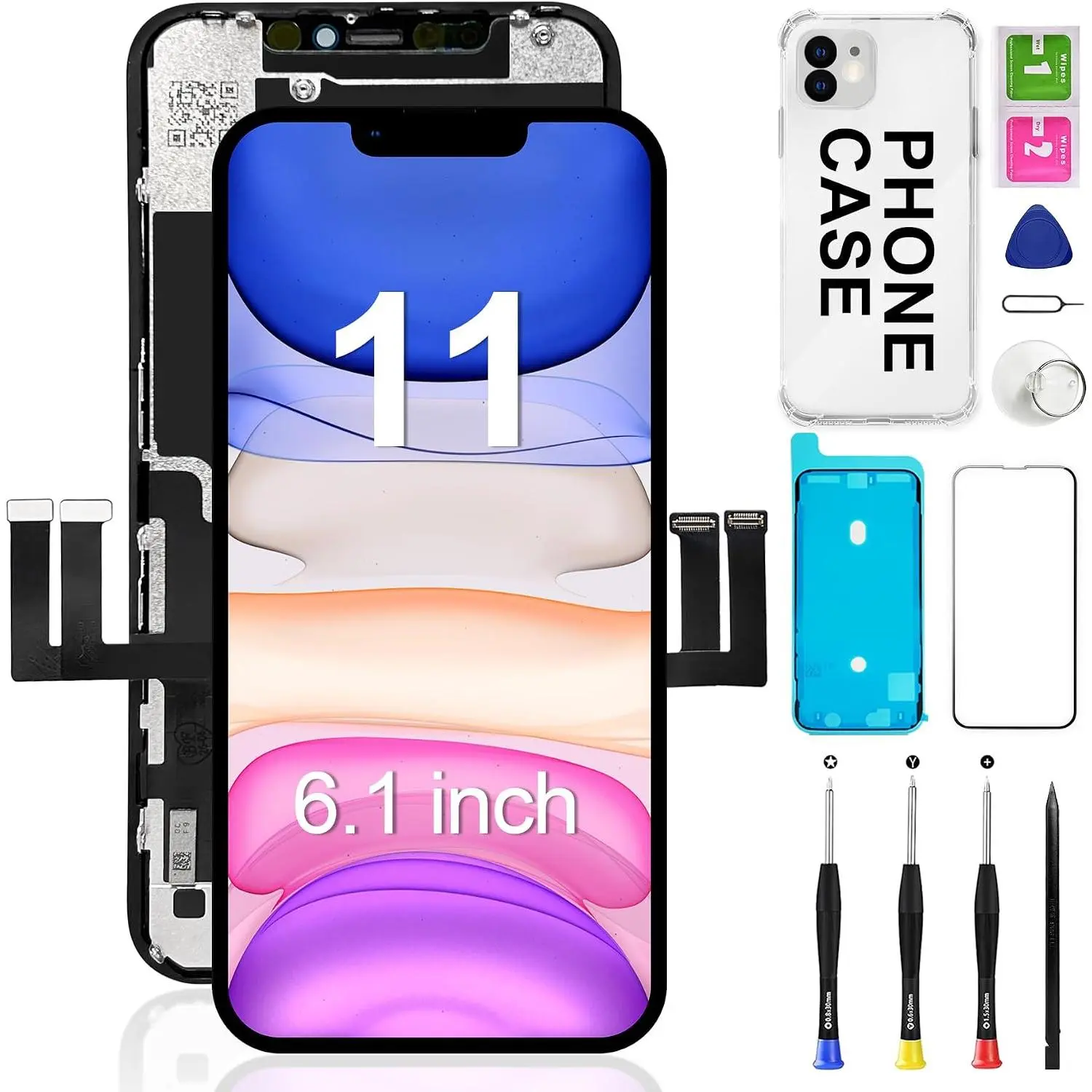for  11 Screen  6.1"   LCD | For A2111 A2223 A2221. /shop repair for broken  11 screen. Full Repair Tool kit + phone case included.