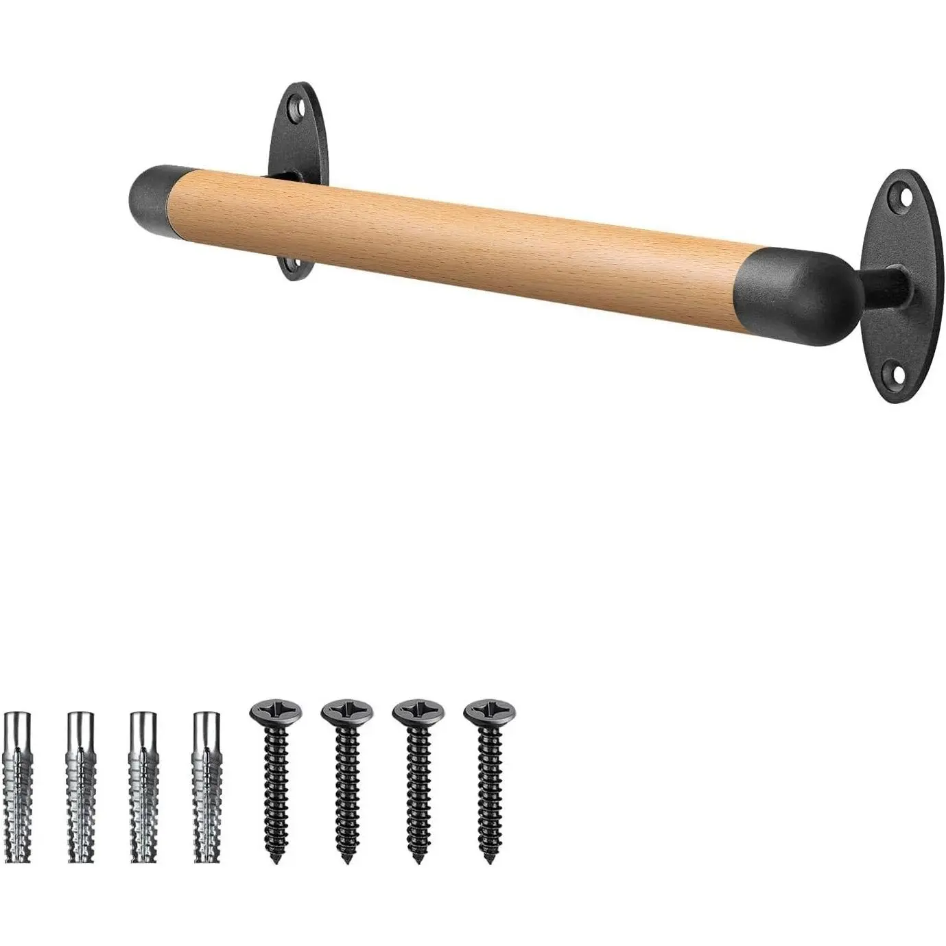 16 Inch Wood Handrail for Indoor Stairs, Wall Mount Handrail