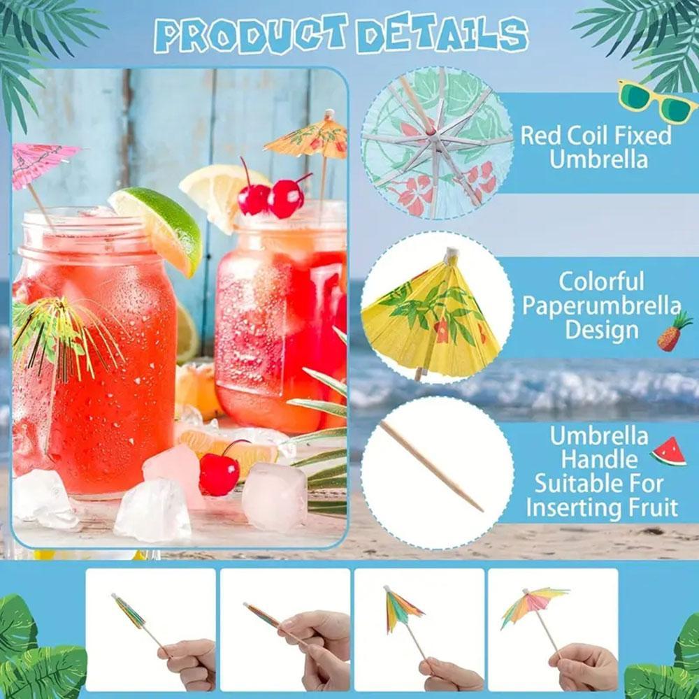 Cocktail Umbrella Picks, 40pcs/set Tropical Hawaii Cocktail Umbrella ...