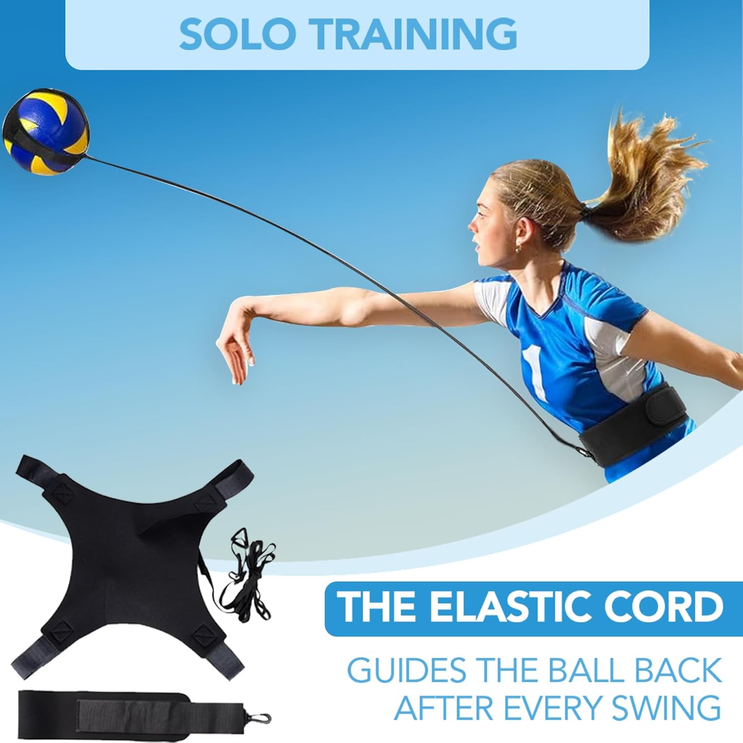 Volleyball  Equipment Aid - Level Up Your Skills with Solo Practice, Realistic Repetitions & Adjustable Design -  for Volleyball Players of  Levels & Genders