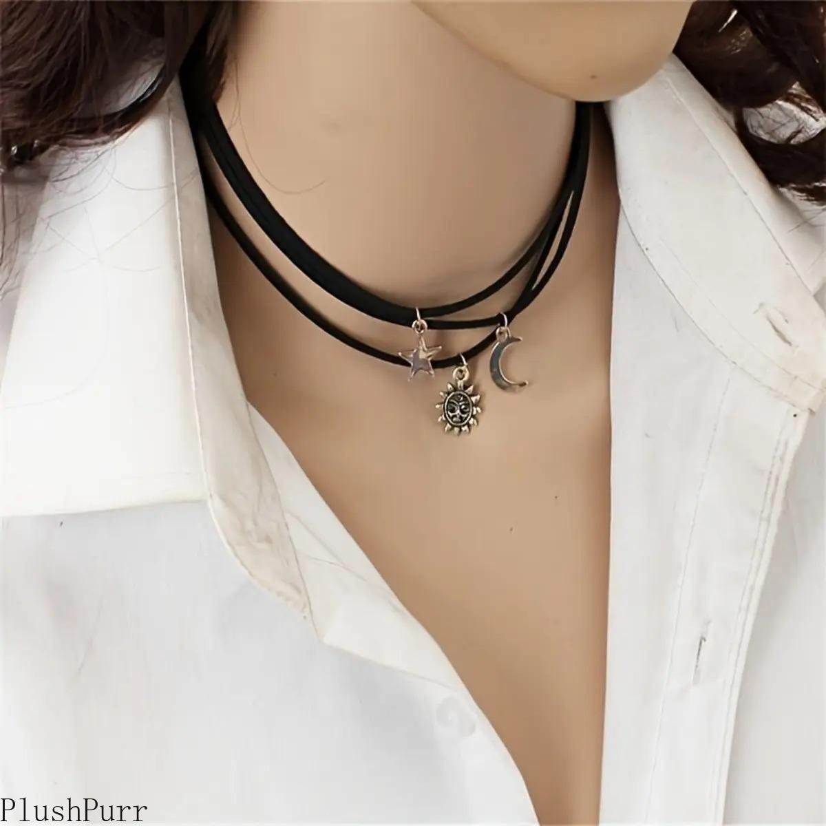 3-Piece Elegant Vintage Copper Planet Necklace, Sun, Moon and Star Pendant, Ladies Layered Minimalist Necklace Jewelry, Perfect for Daily and Party Wear, All Season Accessories 3-Piece Elegant Vintage Copper Planet Necklace, Sun, Moon and Star Pendant, Ladies Layered Minimalist Necklace Jewelry, Perfect for Daily and Party Wear, All Season Accessories