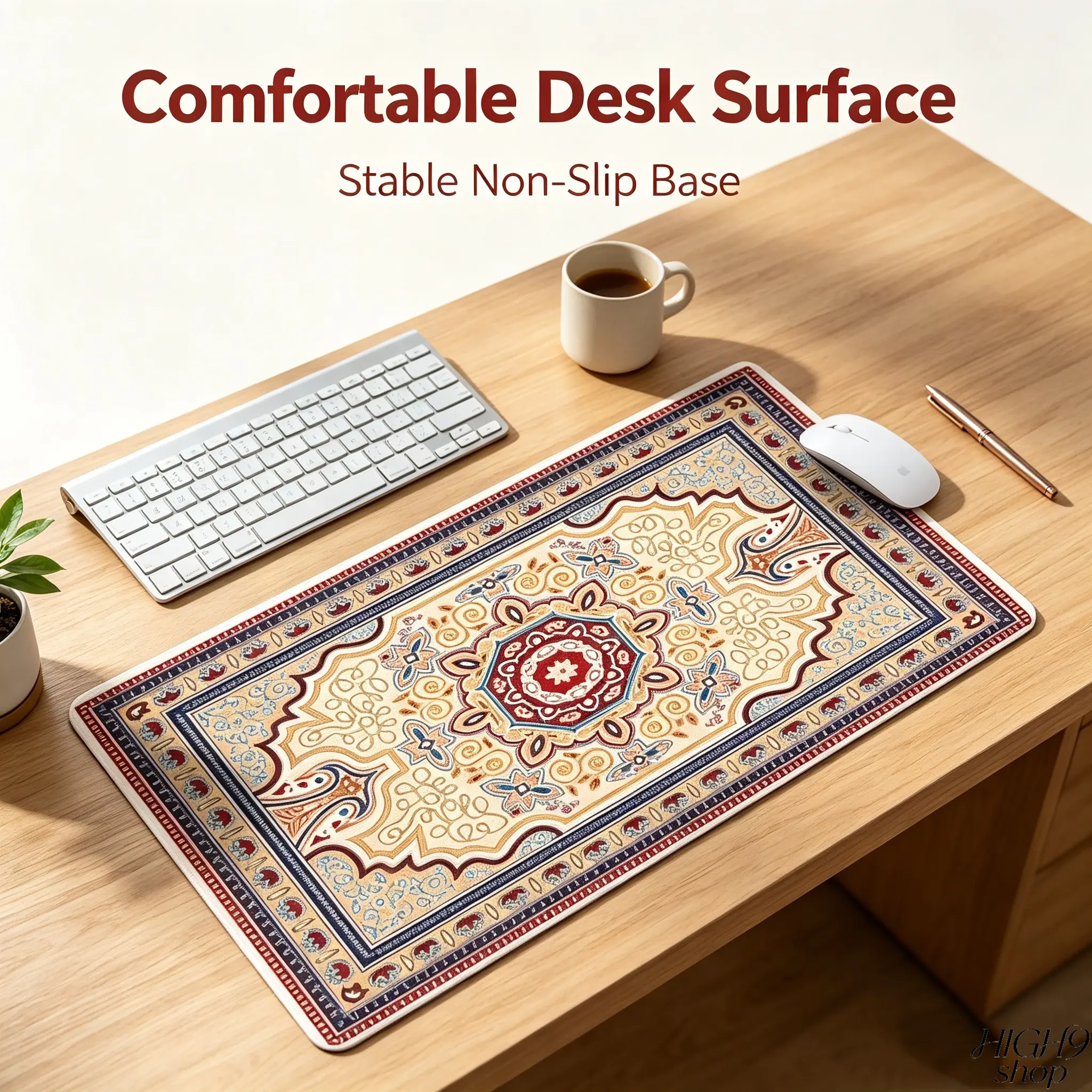 Vintage Oriental Traditional Rug Pattern Large Extended Gaming Mouse Pad, Retro Ethnic Mandala Floral Non-Slip XXL Desk Mat, Rubber Keyboard Pad for PC Gamer Home Office Desktop Decoration