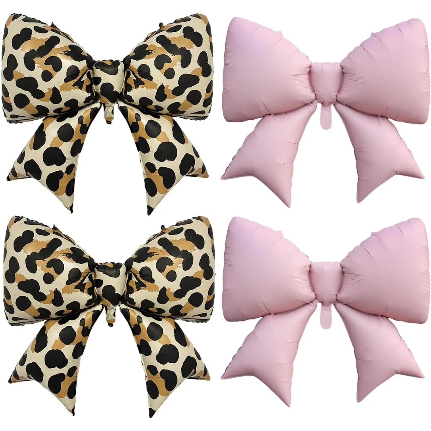 4 count  Print Balloons Set,38in Large  & Leopard Print Bow Foil Balloons for Girls Birthday, Bachelorette Party, Bridal Shower, Wedding & Celebration Decorations