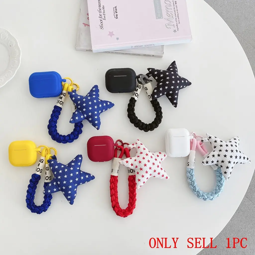 Korean Minimalist Silicone Earbud Case, Matte Soft Cover for AirPods 1/2/3/4/pro/pro2/pro3, Includes Star Fabric Lanyard, Unisex Daily Protector