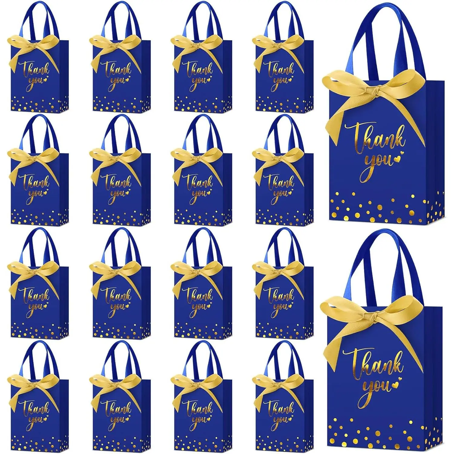 36 Pack Small Thank You  Bags with Handles 5.9 x 4.3 x 2.4 Inches Wedding Favor Bags with Bow Ribbon Graduation Candy Goodie  Bag Bulk for Wedding Birthday Bridal Shower(Royal Blue)