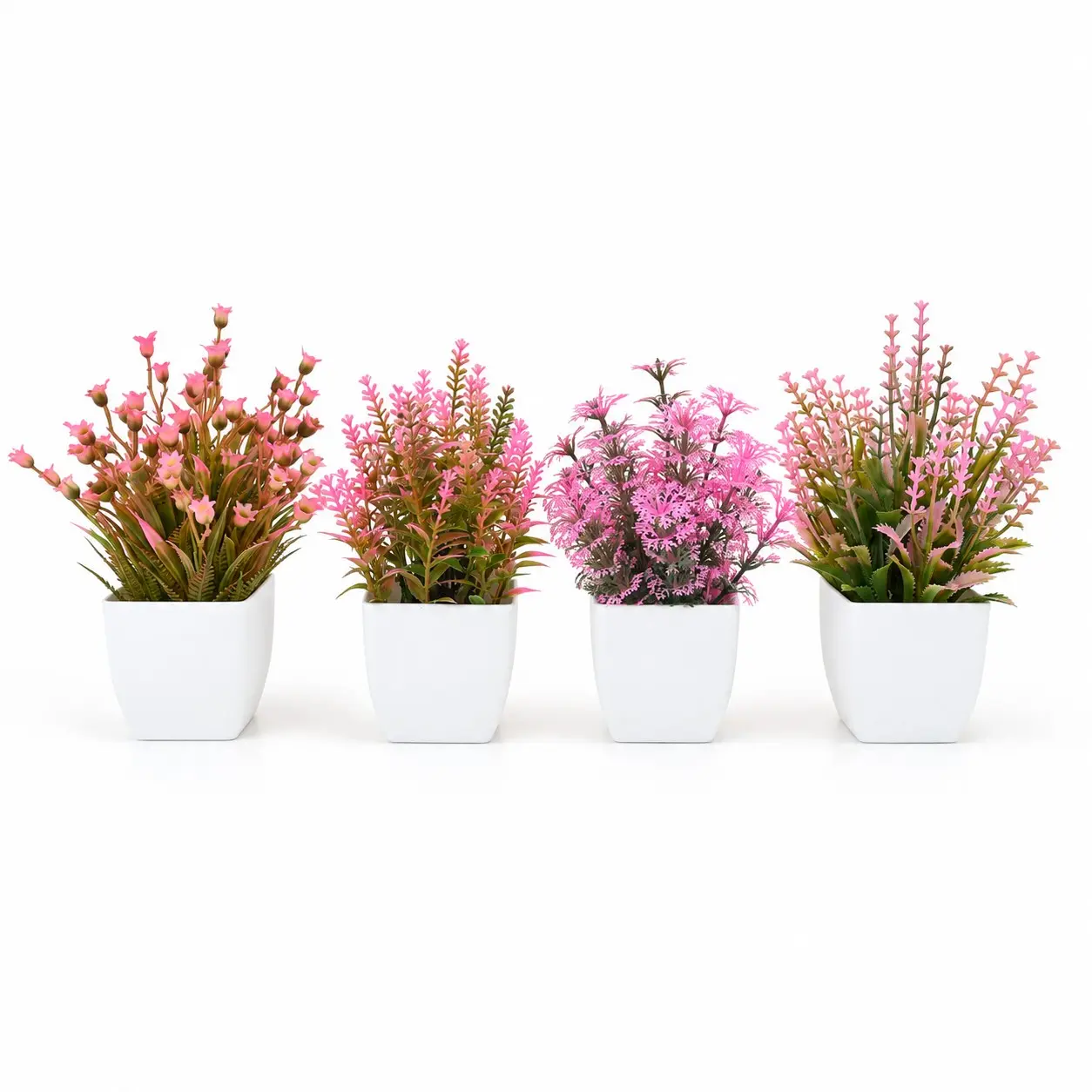 4pcs Artificial Plant Pots, Minimalist Desktop Decor, Fresh Healing Fake Flowers, Bedroom Desk Accent, No Maintenance, Festival Decoration, Artificial Potted Flower