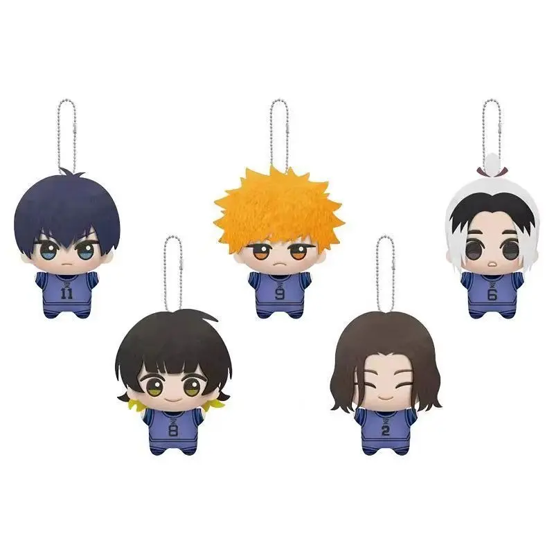 Blue Lock Plush Keychain Set 5Pcs Cute Chibi Anime Soccer Character Mini Stuffed Doll Pendant Bag Charm Fans Birthday Gift Collection