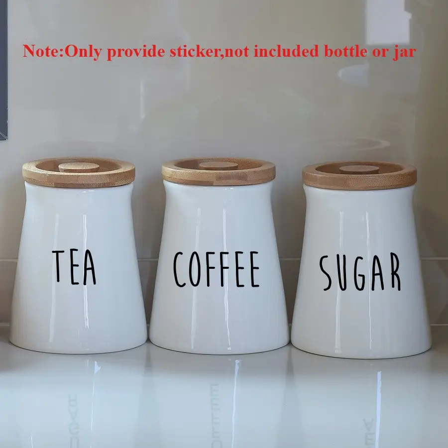 1 pack of sugar, coffee and tea powder labels, cup stickers, Adhesive Stickers and kitchen wall decals; vinyl stickers for kitchen jars. These waterproof, removable stickers are perfect for decorating jars and organising your kitchen, Decorative Stickers