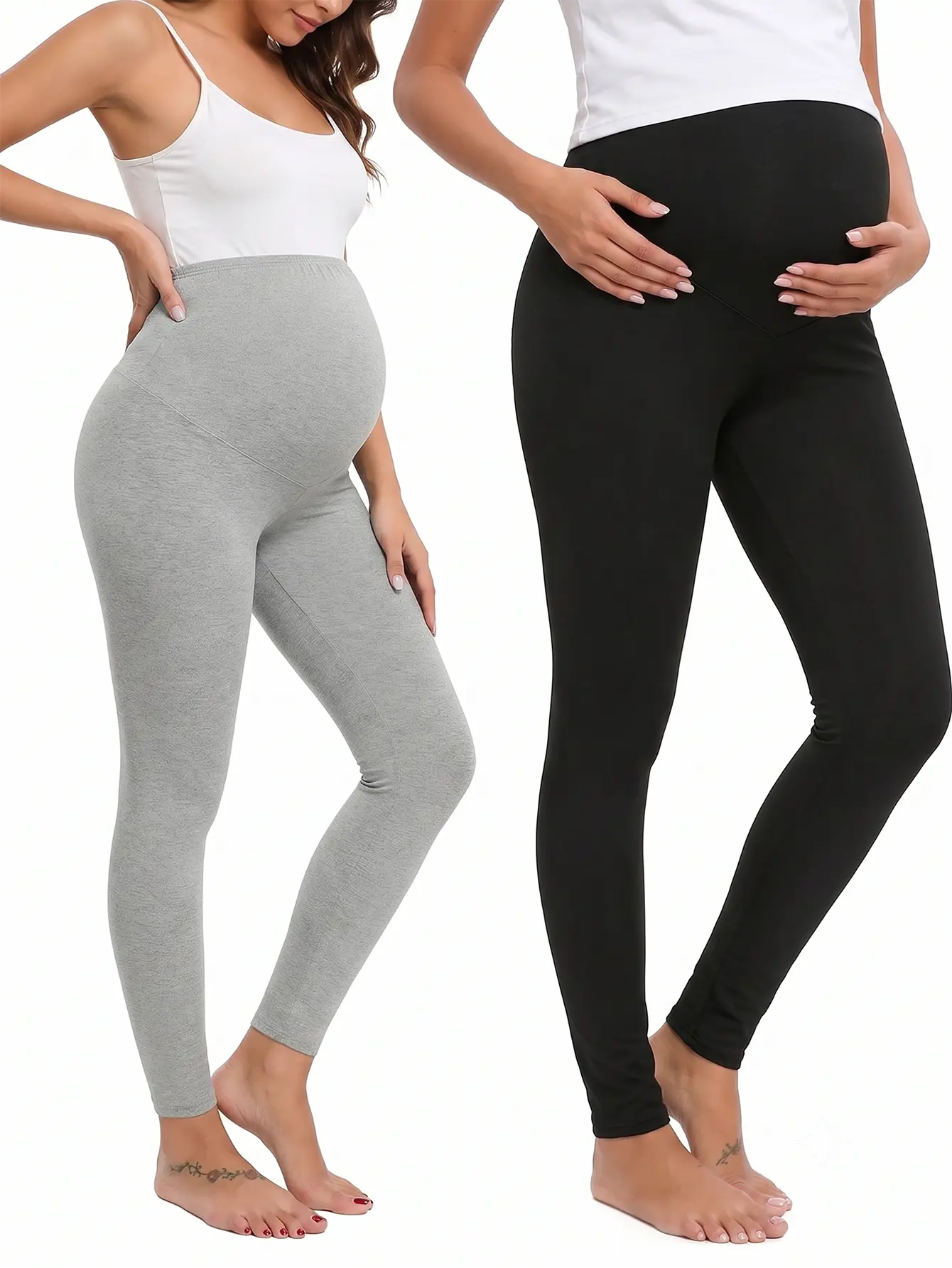 Pregnancy clothesPack of 2, Maternity Yoga Pants, Summer Off-White Casual Sports Maternity Trousers