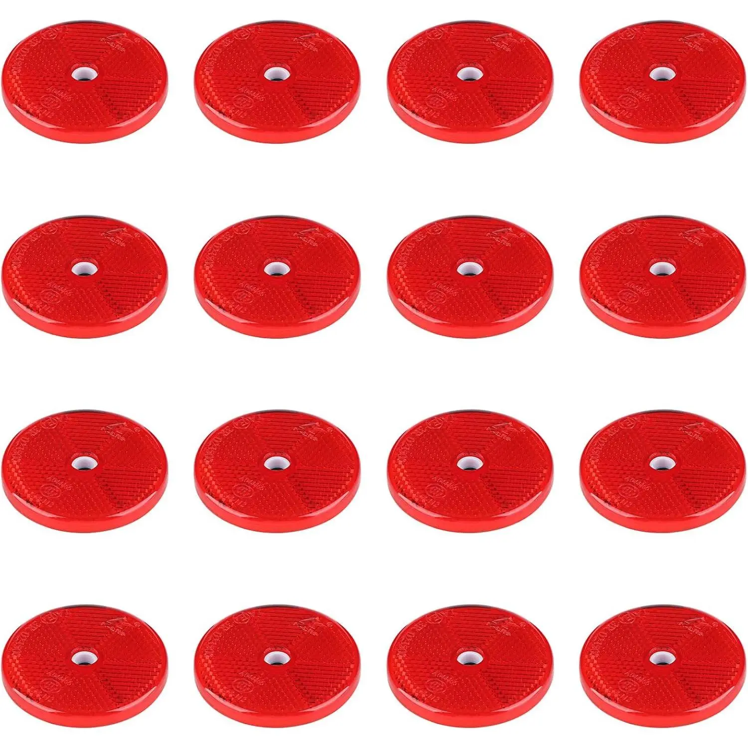 16 Pack Red Front Round Safety Reflectors with Center Mounting Holes for Driveway Fence Gate Posts Trailers Automobiles Boats MailboxesGift