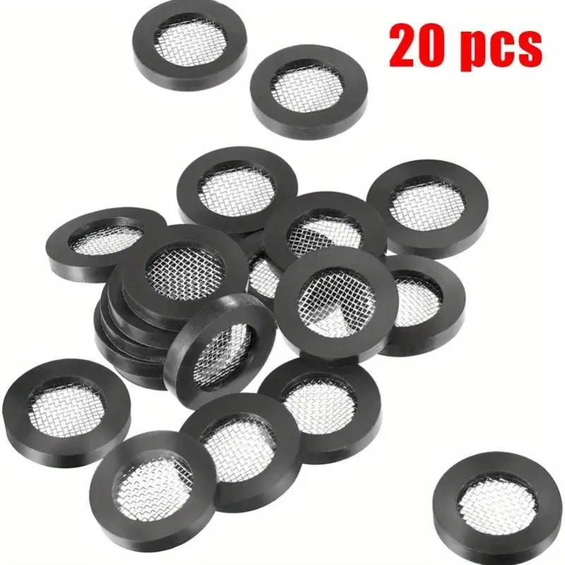 20Pcs Hose Rubber Ring Washer Seal O Ring Hose Gasket Filter Net For Shower Head Tube Stainless Steel Home Improvement Parts