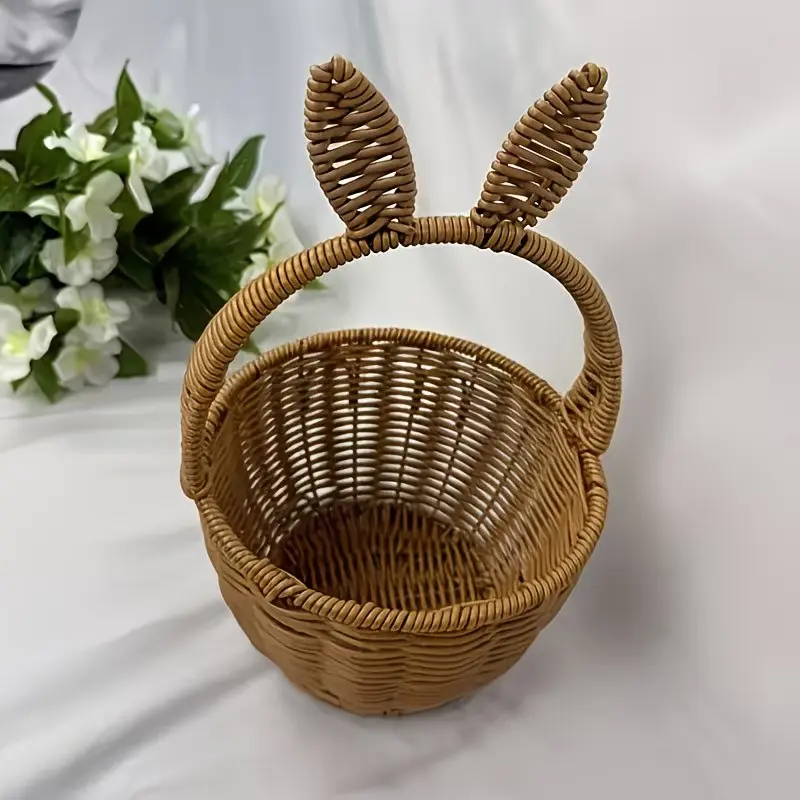 Rabbit-Shaped Halloween Decoration Basket, Cute Handheld Easter Gift, Floral Arrangement Woven Basket, Wedding Favor, Home Decor