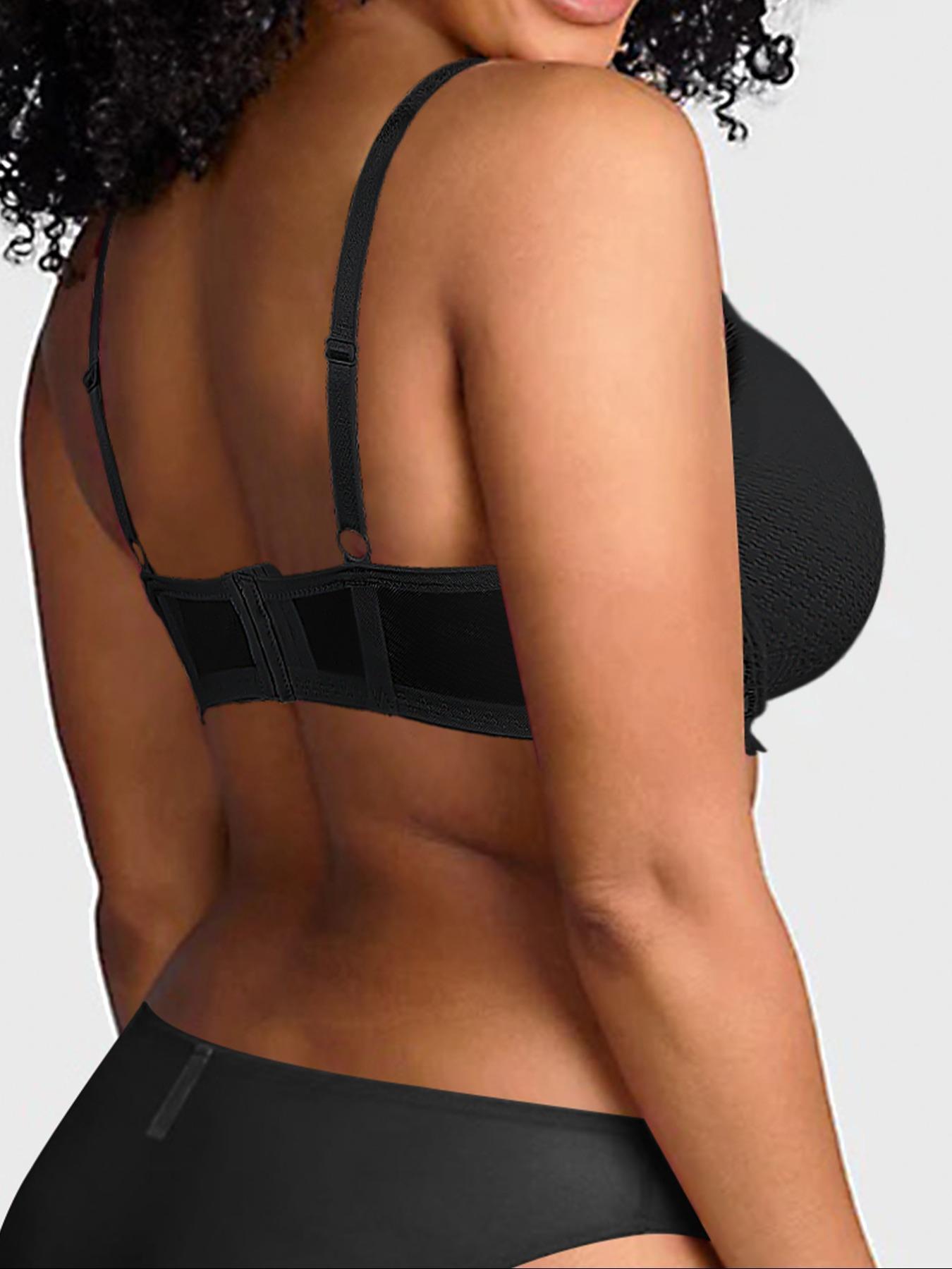 【Plus Size】 Solid Color Push Up Bra, Comfort and Fit Breathable Seamless Underwire Bra, Women's Lingerie for All Seasons