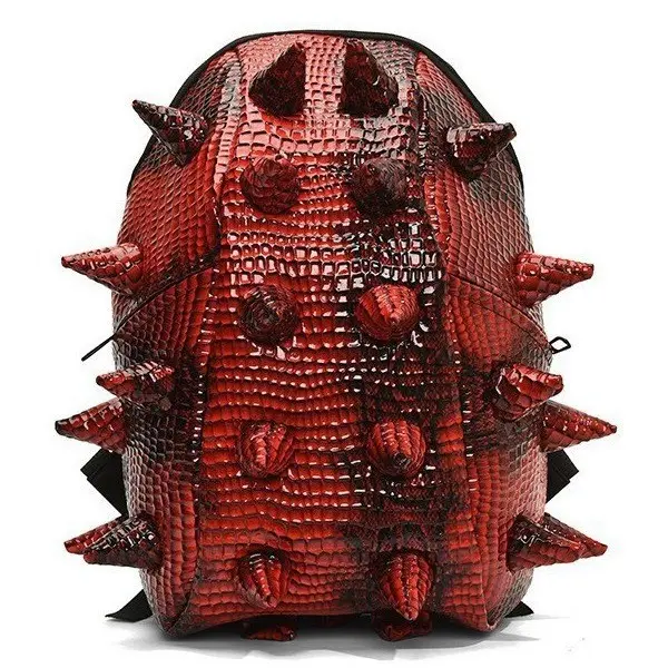 Y2K Aesthetic Gothcore Punk Spiked Backpack Faux Leather Exotic Texture Edgy Alt Fashion Statement Bag Unisex Streetwear Quirky Novelty Daypack Everyday Outfit Styling Accessory