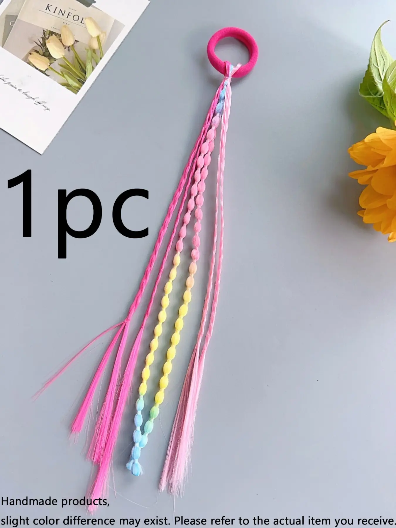 Girls' Multi-Color Hair Accessories Pack, Braided Ponytail Elastics, Sweet Cool Boxing Braid Hairbands, High Ponytail Bean Braid Headbands