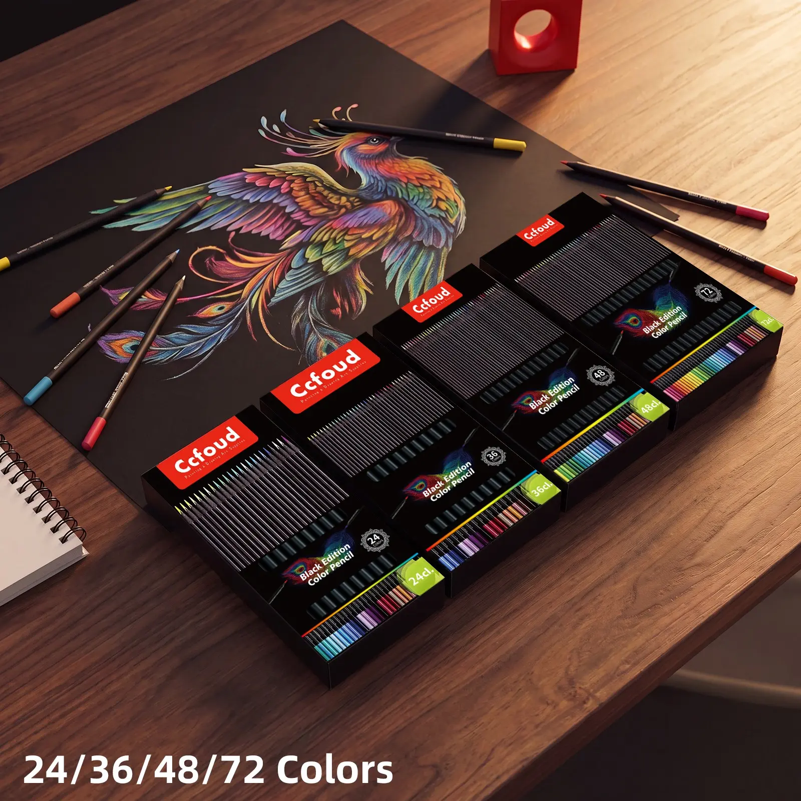 Black Edition Colored Pencils | Must Have Back to School Supplies | Soft Core Pencils with Bold Pigment and Smooth Laydown (24/36/48/72 Count)