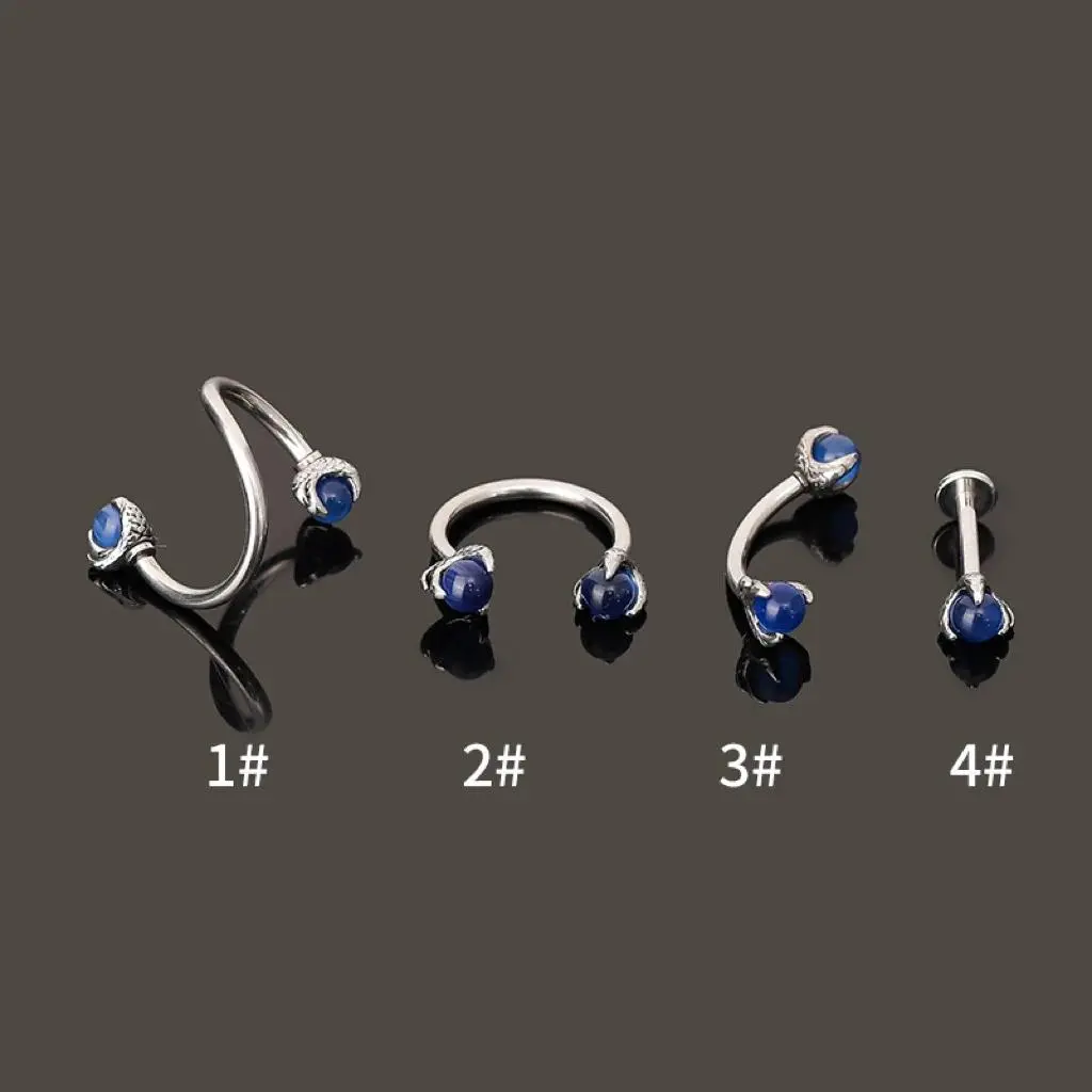 1PC 16G  Blue Cat Eye Eyebrow Navel Belly Lip Tongue Nose Piercing Bar Ring Labret Barbell Basic Piercing Jewelry