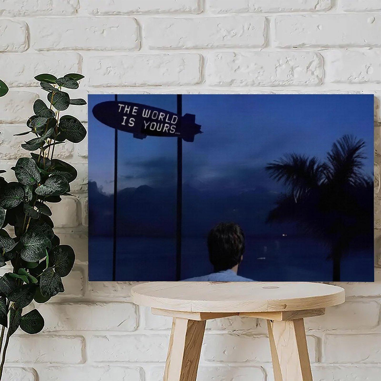 SCARFACE TONY MONTANA The World Is Your Artistic Wall Decor, Waterproof Canvas Poster, Cute And Vibrant Poster for Bathroom, Living Room, Bedroom, Dorm, A Perfect Gift Idea for New Year Home Decor