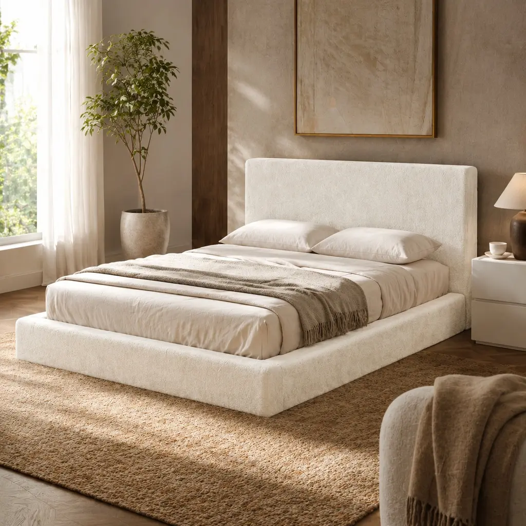 ARCH AirFrame Queen Size Bed Surround - 8.7in Cushioned Compressed Sponge, 85.4"l x 71.2"w x 8.7"h Lightweight Eco-Friendly Cream White Minimalist Indoor Furniture, Adult Bedroom Accessory (Excludes Bed Frame)