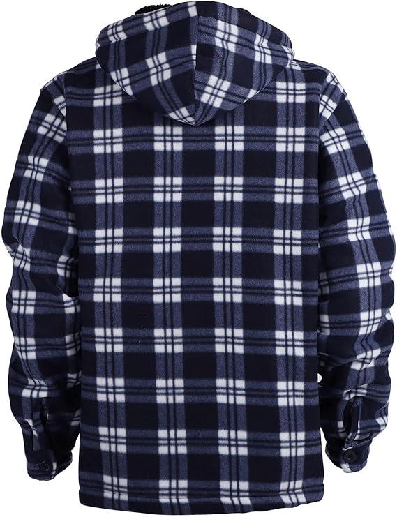 Heavy Thick Flannel Plaid Jacket Sherpa Fleece Lined Hoodies for Men Zip Up Winter Warm Coat Buffalo Zipper Sweatshirt Men's Winter Casual Outfits