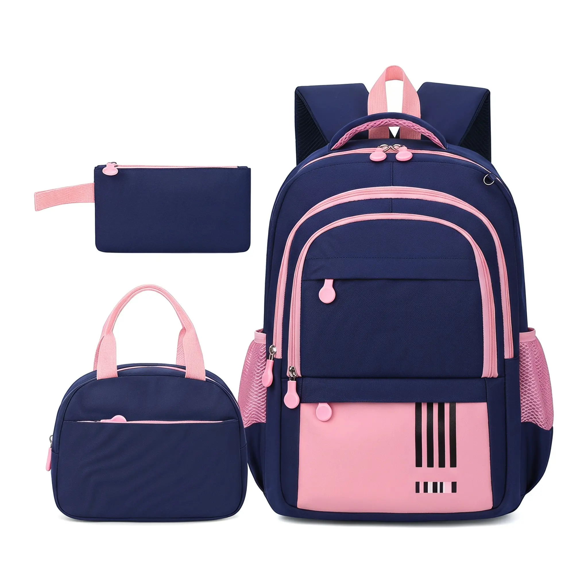 Chic Grid Pattern Nylon School Backpack for Teen Girls, Lightweight and Water-Resistant with 15-Inch Laptop Compartment for Travel, Padded