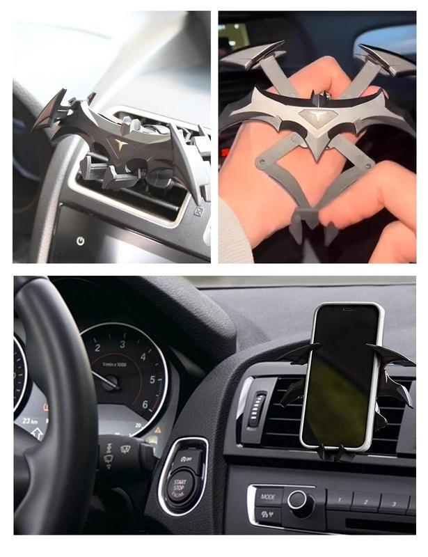 Dark Knight Car Phone Holder: Batwing Design, Universal Air Vent Mount for Smartphones