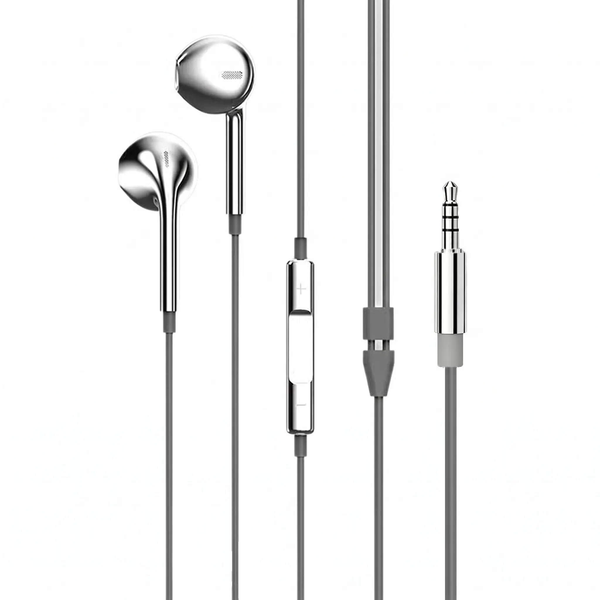 Silver Color Wired Earphones with 3.5mm Jack, In-Ear Design for Mp3, Mp4, Gaming, Laptops, Desktops, Y2K Retro Style, Youth Fashion, Wired Earbuds