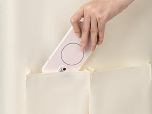 StorageWorks Toilet Paper Storage Baskets with Dual Flip Lids, Toilet Paper Organizer for Bathroom, Toilet Paper Container with Side Pocket, Holds 9 Mega or 12 Regular Rolls, Medium, Beige