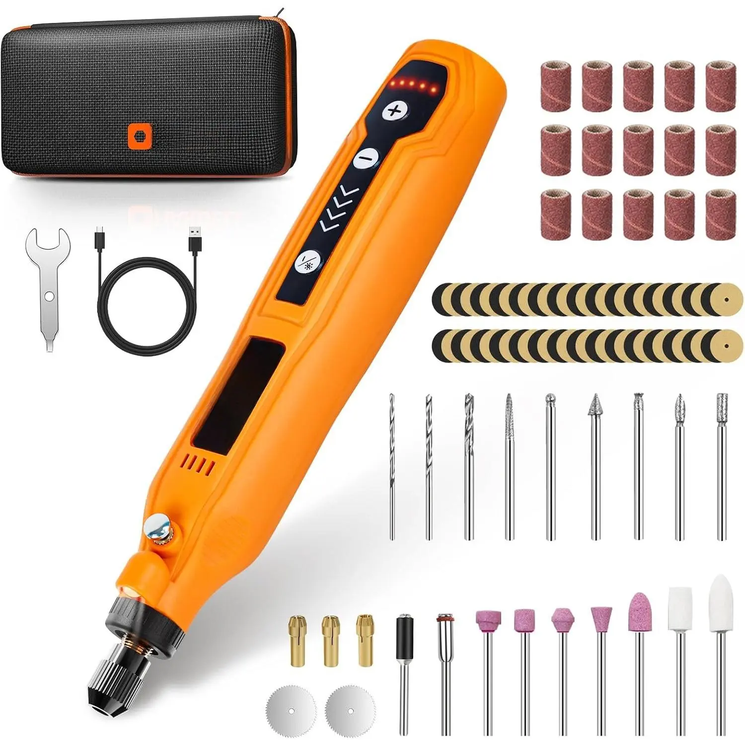 Mini Cordless Rotary Tool, 5-Speed 69 count Kit for  Printer Sanding | 5000-18000RPM, 2000mAh, USB-C, LED Light, Case – Engraving Pen for Polishing, Drilling, Carving, DIY Crafts