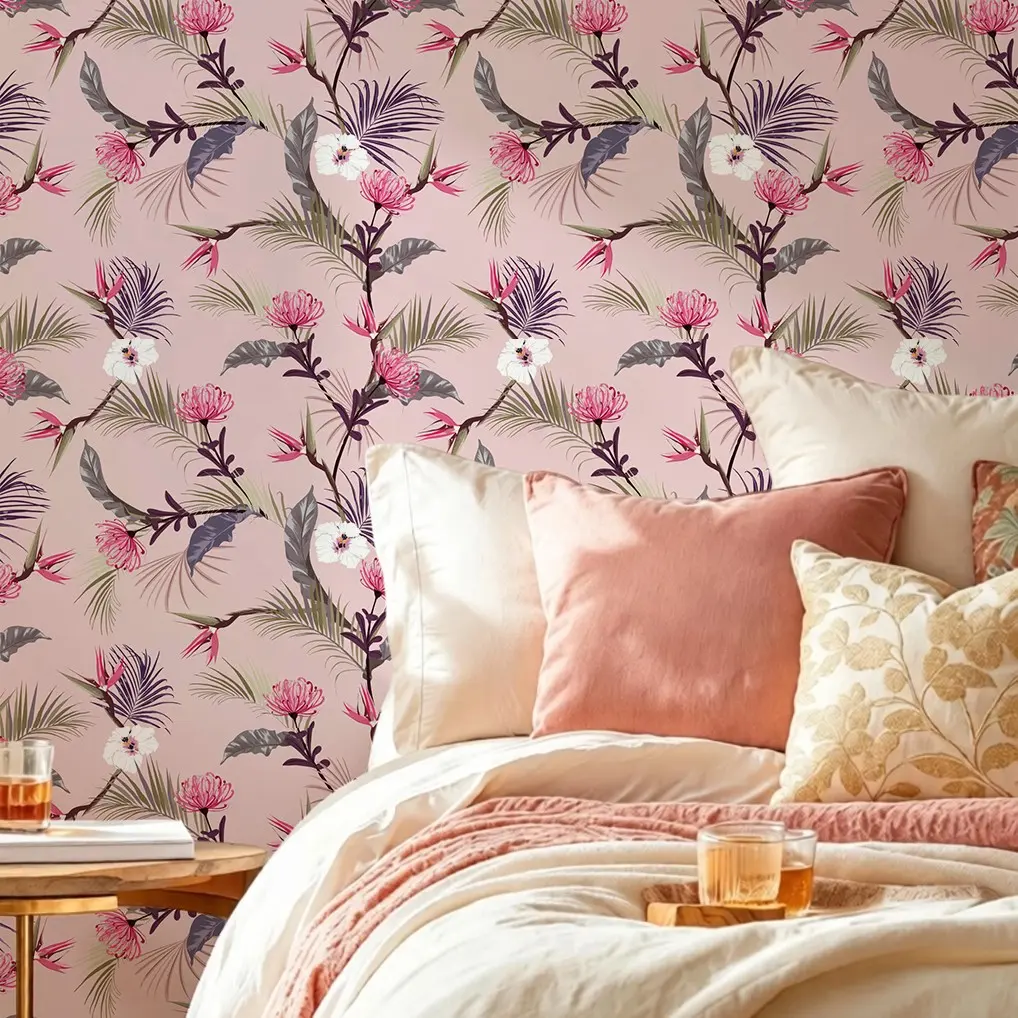 Floral Bohemian Self-Adhesive Wallpaper, 44cm Wide, 3m/5m Long, Removable Wall Decal, Fall Aesthetic, Living Room, Bedroom, Kitchen Decor