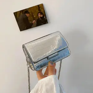 Women's 2026 Summer Silver Square Mini Crossbody Bag, Trendy Metallic Shoulder Purse, Premium Lightweight Small Handbag with Adjustable Strap, Stylish Everyday Bag for Travel, Vacation, Shopping & Date Night